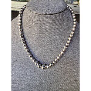 Vintage Sterling Silver (.925) Graduated Bead Necklace With Lobster Clasp